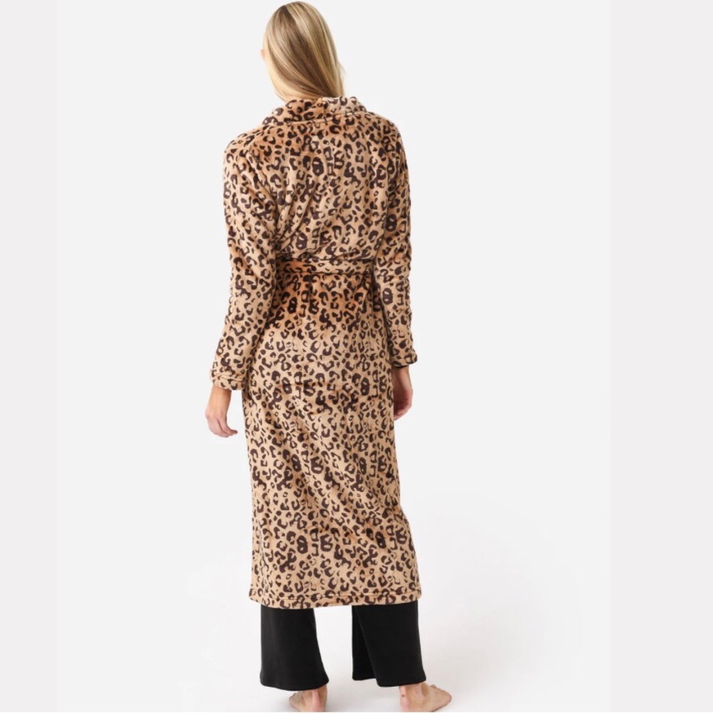 UGG Marlow Robe Leopard Print Fleece Belted Pockets Women Sz M NWT $145 - Picture 2 of 5